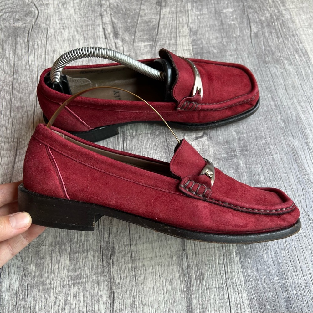 Bally Women’s Shoes Size 5 Burgundy Leather Loafers Slide On - Picture 2 of 8